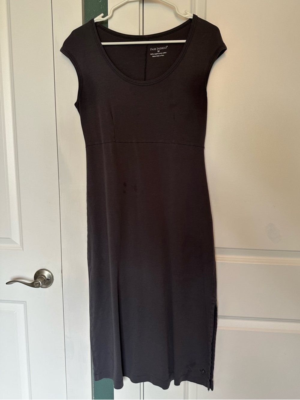 100% Organic Pima Cotton Gray Scoop Neck Dress - Fair Indigo (Flawed)